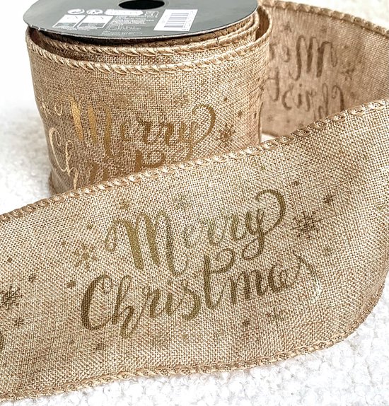 LOOGI 22 m lint 10 mm satijnen lint, cadeaulint Kerstmis rood decoratielint kerstlint stoffen lint met vrolijk kerstfeest