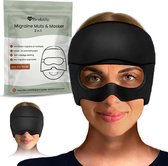 BrellaVio Migraine Muts en Masker - Zwart - Incl. Verstelbaar Oogmasker met Gel - Incl. Vrieszak - Migraine Muts tegen Hoofdpijn - 360° Dekking - Hot Cold Pack - Koude en Warmte Therapie