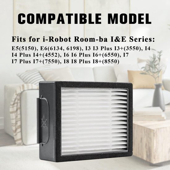 Filtres de remplacement 4 pièces compatibles avec iRobot Roomba e, i & j Series E5, E6, i3, i3+, i4, i4+, i5, i5+, i6, i6+, robots aspirateurs