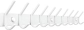 TOJ 20 Haaks Wandkapstok – 78cm - Muur / Wand Kapstok - Hangende Design Muurkapstok - Handdoekrek - RVS - Wit