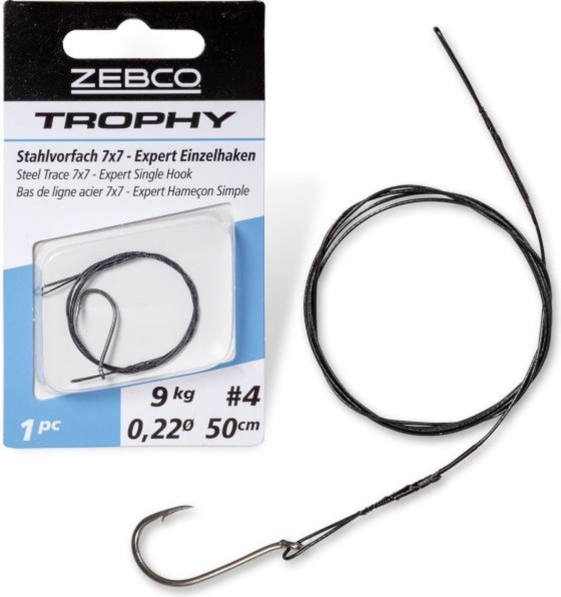 Zebco Trophy Steel Trace 7x7 Expert Single Hook (1pc) - Maat : 50cm - 6 kilo