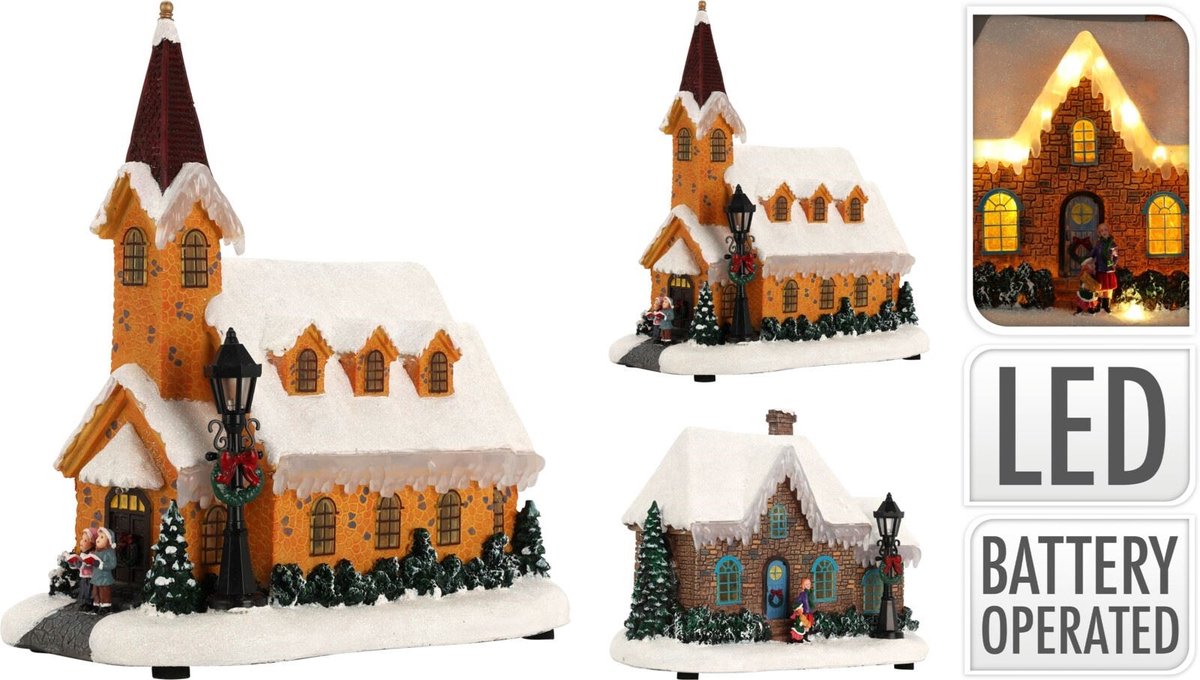 Kersthuisjebestellen - Winter Kerk met Ledverlichting - Flashinglight - Muziek - Kersthuis met Verlichting - Kerstdorp - B/O – foto 4