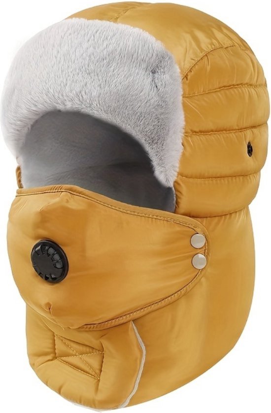 Bovista Bonnet d'hiver - Homme - Femme - Adultes - Bonnet - Masque de ski - Cagoule - Cagoule - Masque de ski - Face Mask - Face Mask complet - Masque d'hiver - Sans lunettes - Jaune