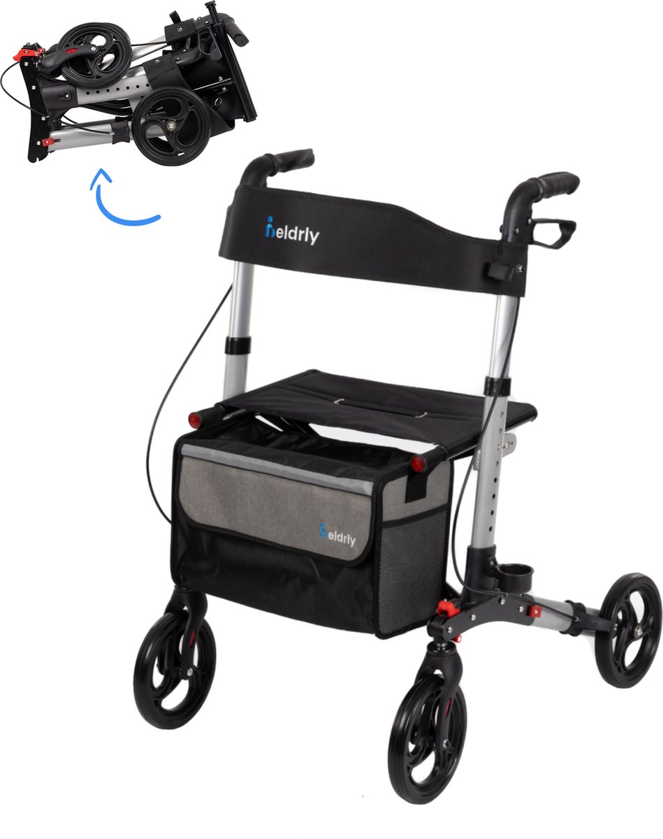 Goedkoopste ELDRLY Lichtgewicht Opvouwbaar Rollator Gratis Wandelstokhouder - incl Rollatortas - voor Binnen en Buiten gebruik