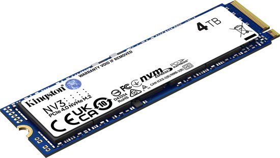 Kingston NV3 M.2 2280 NVMe 4TB - SSD M.2 2280 - PCI Express 4.0 x4 - 4 TB - NVMe 1.4 - 1.28PB - PS5 Compatible - blauw