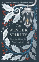 Couverture de livre pour 'The Winter Spirits', avec le titre et les noms des auteurs sur fond bleu foncé avec des branches d'hiver, des baies et une lanterne.