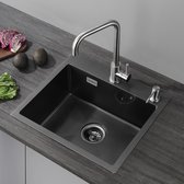 CECIPA max Spoelbakken Keuken 50x45cm Antraciet - Spoelbak keuken met kraangat - Enkele Spoelbak - Spoelbakken met afdruip ( Nee Zeepdispenser)- Antraciet