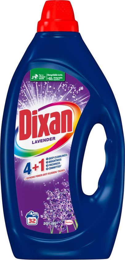 Dixan - Gel Fresh Lavender - 32WL x4 - Détergent - Pack économique - Lessive colorée