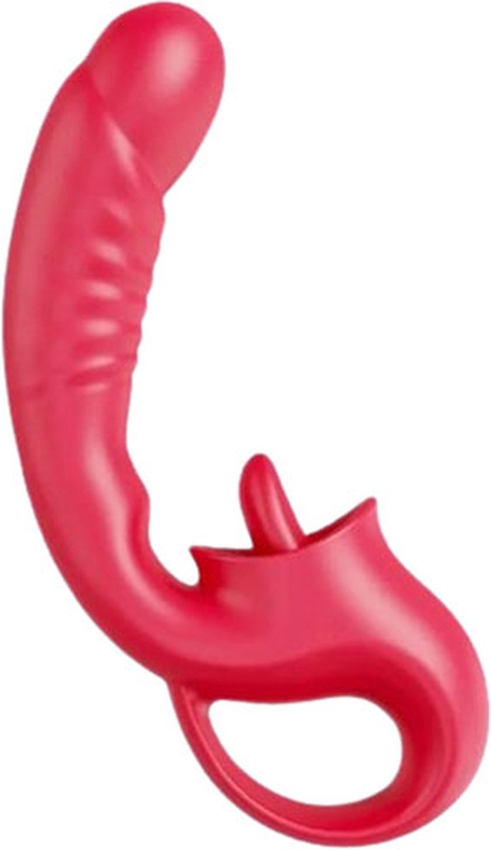Goedkoopste Fenomenale dildo en lik vibrator - Realistische penis en tong - Ring voor makkelijke penetratie - G-spot en clitoris - Extreme orgasmes - USB Oplaadbaar