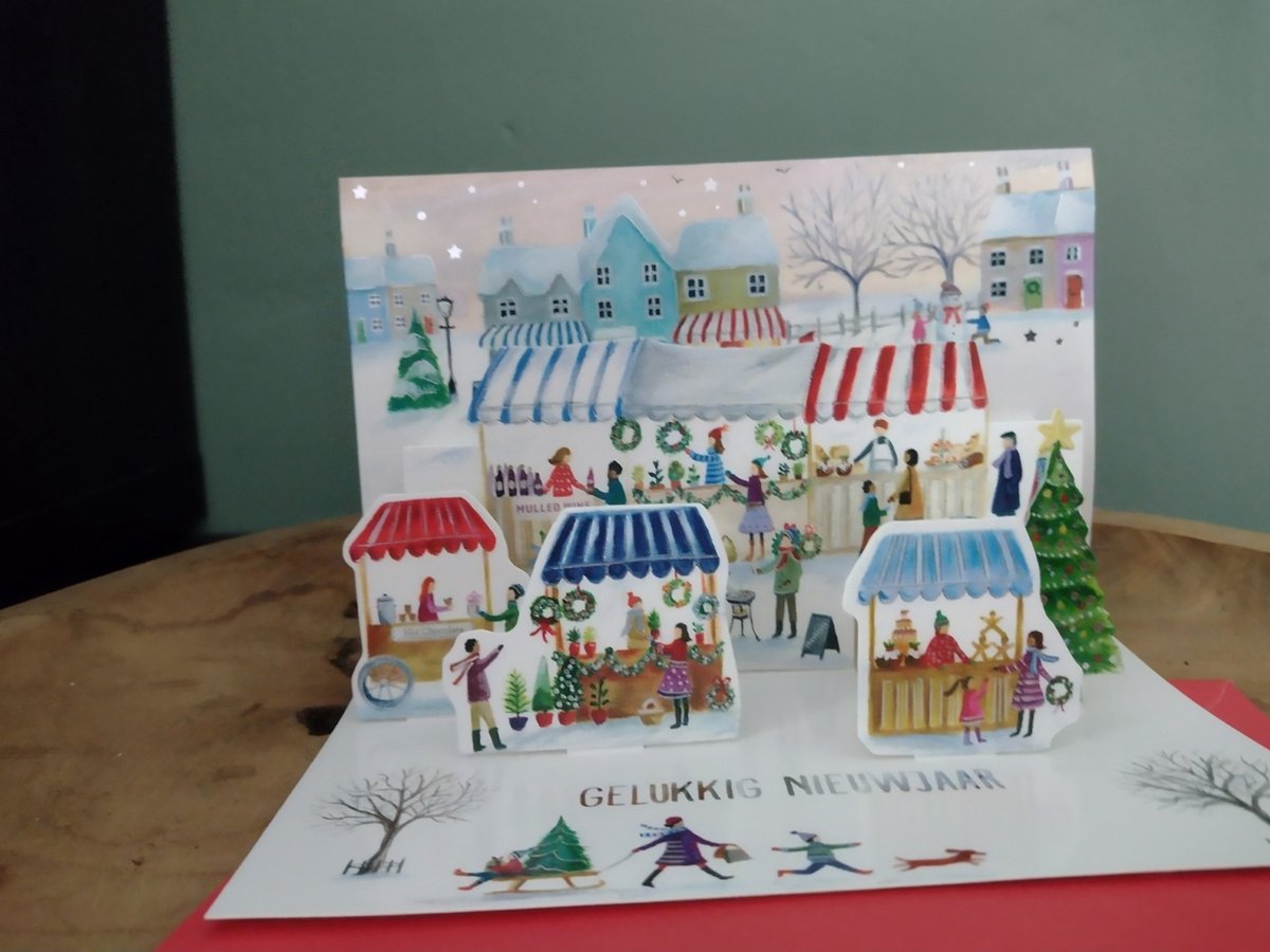 Pop-up Kerstkaart – Vrolijke 3D Kerstkaart met grappig kerst tafereel - Sneeuw - pop-up kaart 3D wenskaart - Prettige kerstdagen - Gelukkig nieuwjaar