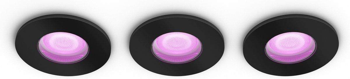 Philips Hue Xamento badkamerinbouwspot - wit en gekleurd licht - 3-pack - zwart - rond — afbeelding 2