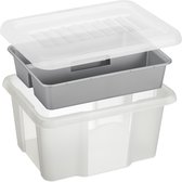 Boîte de rangement Nesta 24L avec insert + couvercle - transparente