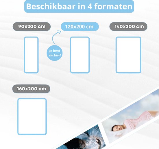 Matelas Maan ® - Matelas réglable 120x200 - couchage sur 2 kanten - 22 hauteurs - Matras hybride mousse froide - Couvre matelas Luxe avec fermeture éclair - 30 jours de sommeil d'essai - Matras 120x200