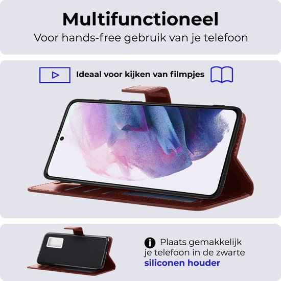 Étui pour Samsung S21 Ultra Case Book Case Amovible 2 en 1 avec protecteur d'écran - Étui pour Samsung Galaxy S21 Ultra Étui portefeuille avec porte-cartes - Marron