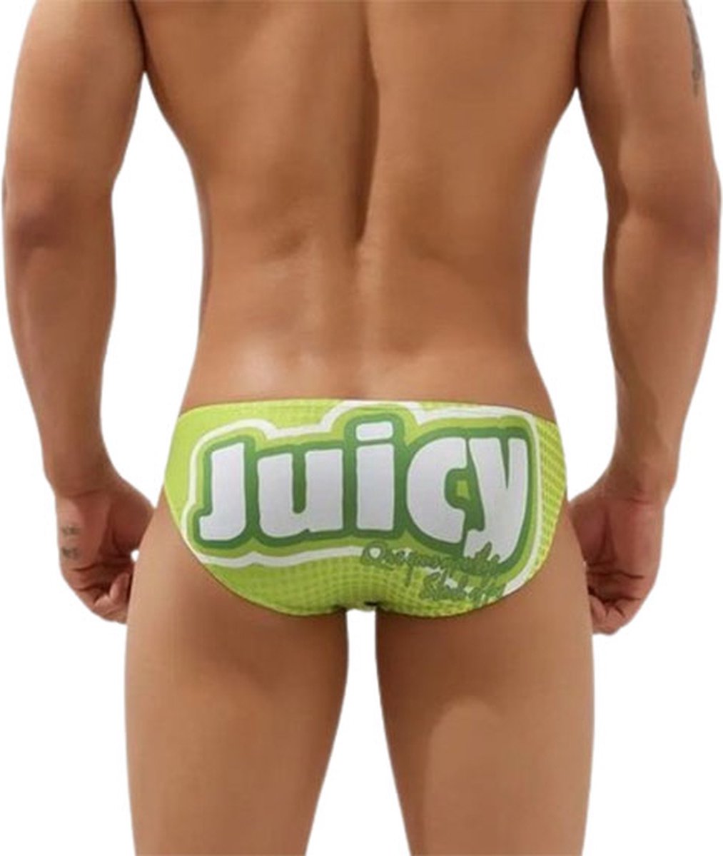 Goedkoopste Erotische mannen slip JUICY - Heren string met opdruk - Sexy - Uitdagend - Goede kwaliteit - Mini Short / Onderbroek