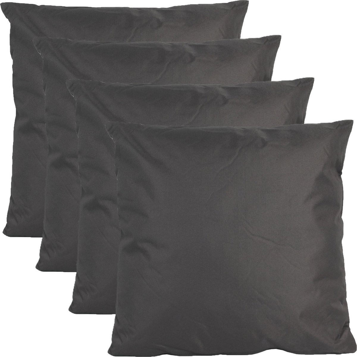 Anna's Collection Buiten of tuin sier kussens 4x antraciet 45 x 45 cm binnen buiten zitkussens tuinbank