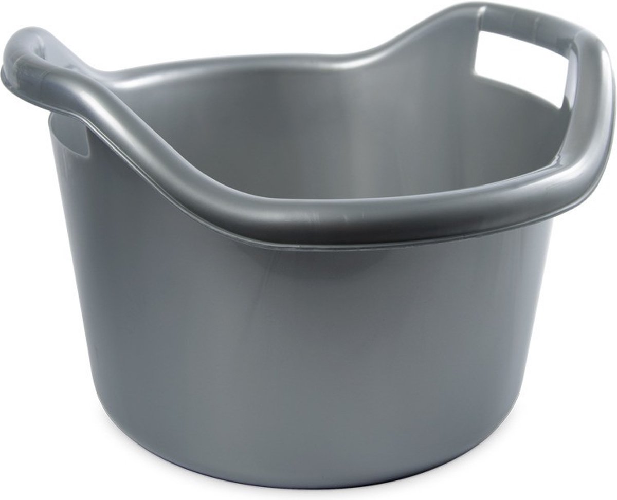 Goedkoopste Hega Hogar Schoonmaakemmer - 14 liter - zilver - kunststof - afwasteil met handvatten - 41 x 24 cm