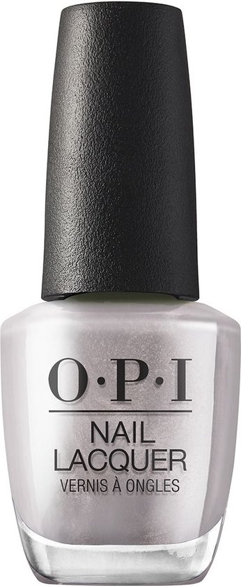 OPI Nagellak flesje met zwarte dop, zilveren lak.