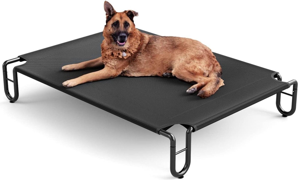 Hondenmand Verhoogd Hondenbed Huisdierbed Outdoor Grote Honden Kattenbed Voor Binnen En Buiten Camping Draagbare L Zwart