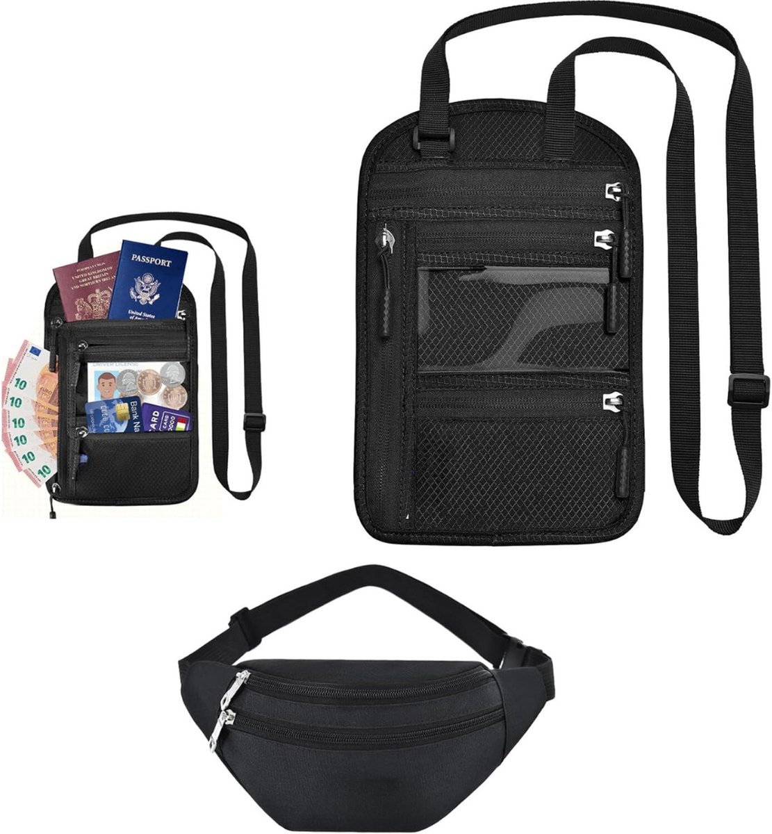 Lexium Nektasje - Nektasje heren - Paspoort tasje - Reisportemonnee - Nektas - Travel wallet - Moneybelt