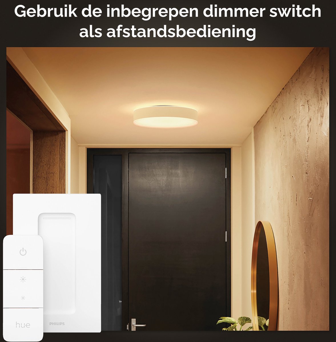 Philips Hue Enrave plafondlamp - warm tot koelwit licht - wit - 38cm - 1 dimmer switch — afbeelding 6