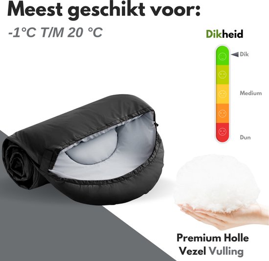 Vertrex Peak Comfort Mummy Slaapzak Extra Warm - Slaapzakken Volwassenen - Kamperen - Zwart van Vertrex — afbeelding 5