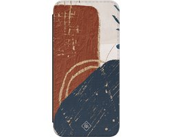 Casimoda® bookcase - Geschikt voor Samsung Galaxy S23 FE - Hoesje met pasjeshouder - Abstract Terracotta - Multi - Kunstleer