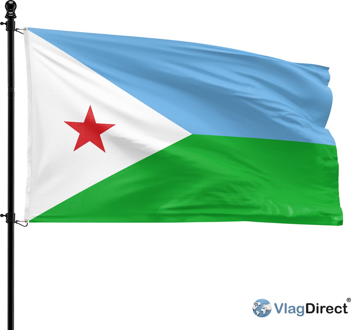 VlagDirect - Djiboutiaanse vlag - Djibouti vlag - 90 x 150 cm.