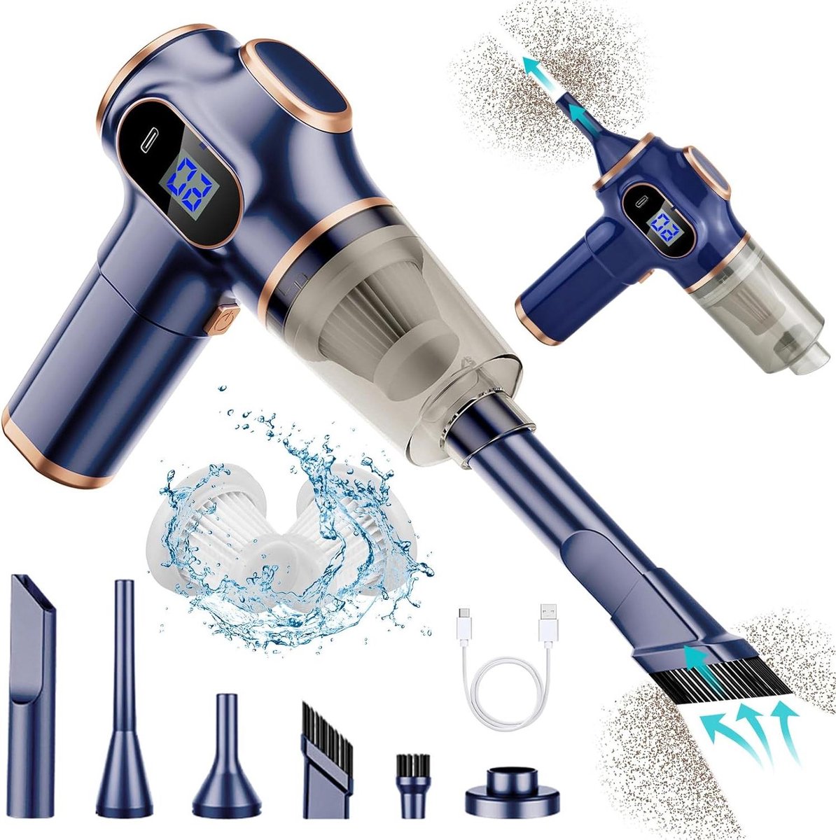 Elektrische draadloze kruimelstofzuiger en ventilator - 2-in-1 handstofzuiger - mini-handstofzuiger - draagbaar en krachtig - kleine machine - tx Air Duster Pro Professional - 3000 mAh