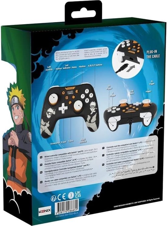 Konix - Manette filaire Naruto Shippûden Noire pour Nintendo Switch