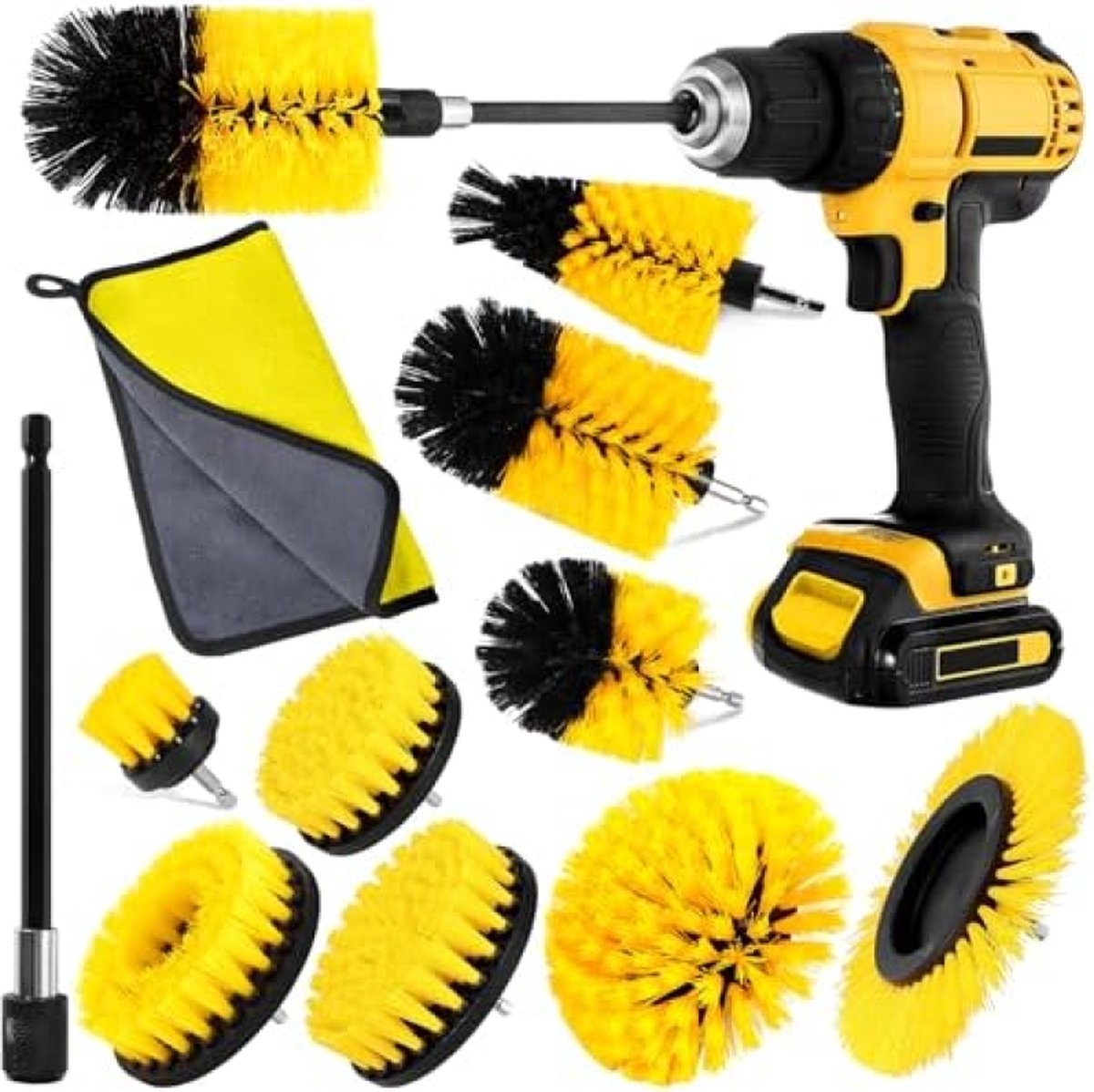 Goedkoopste Boorborstel Reinigingsborstel Set - 10-delig = Geschikt voor keuken, auto, badkamer, tegels