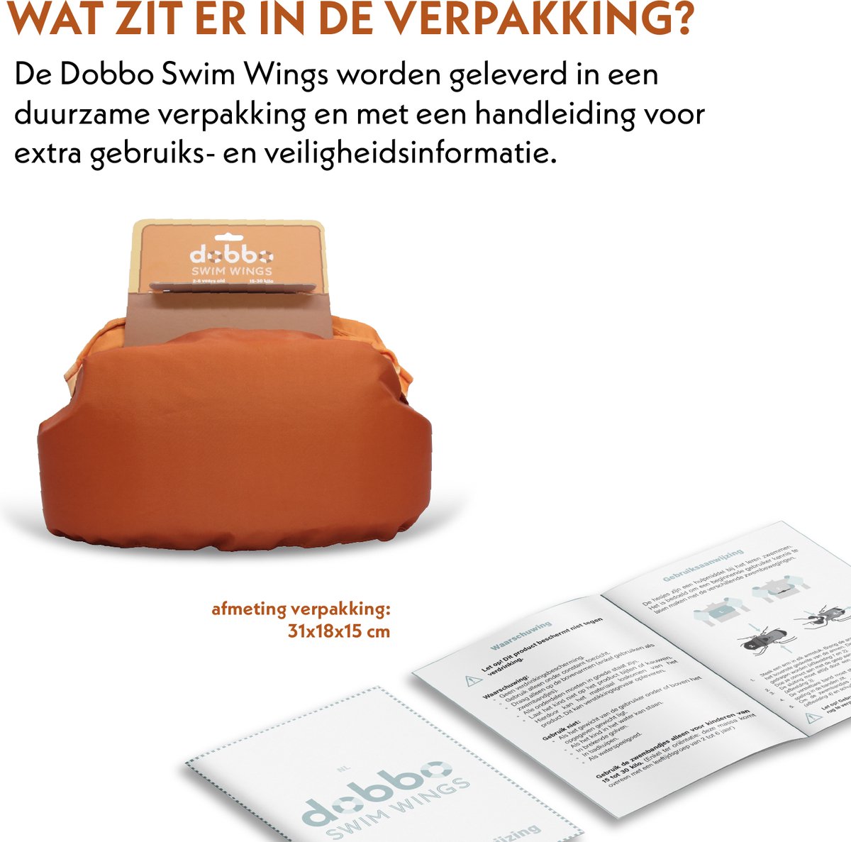 DOBBO Terra - Puddle Jumper - Zwembandjes - Zwemvest - Zwemvleugels - voor Kind van 2 tot 6 jaar - Rusty Orange — afbeelding 7