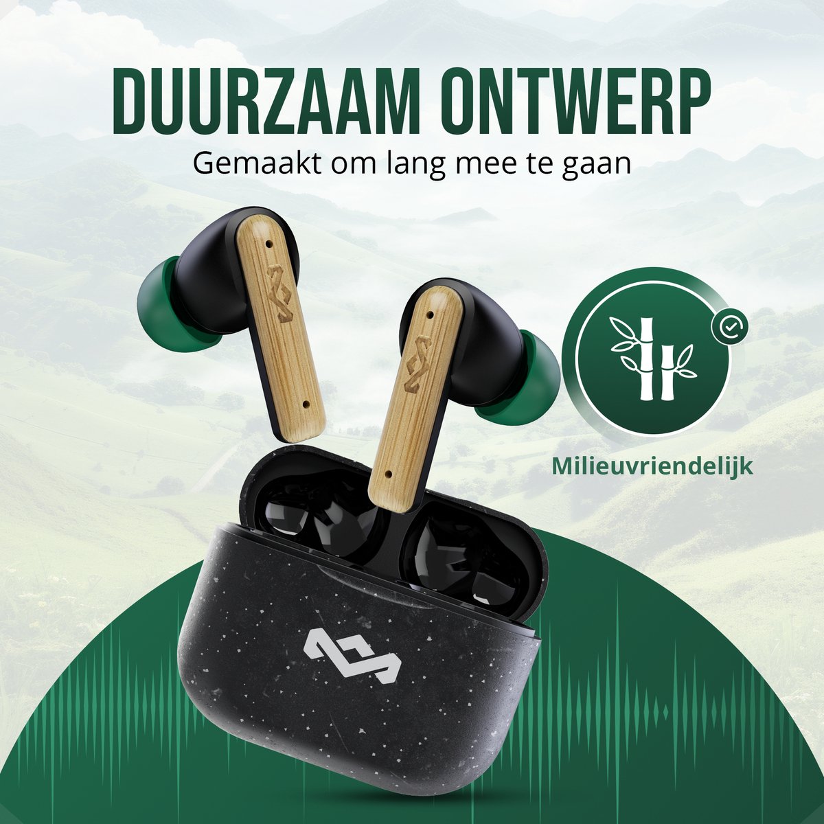 House of Marley Little Bird Oortjes Draadloos - 24 uur Batterijduur - Draadloze Oordopjes - Bluetooth - Eco Friendly Design - Quickcharge - Touchbediening - Zwart – foto 7