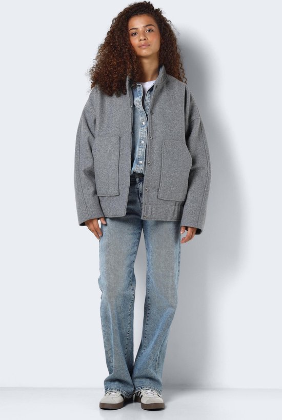 Noisy may Veste Nmhalston L/s Bomber Jacket Wvn Noo 27029328 Gris Clair Mélange Femme Taille - M