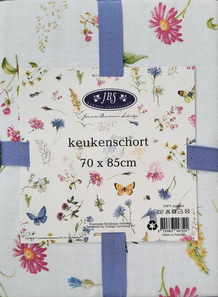 Keukenschort 70x85 cm bloemen en vlinders Janneke Brinkman