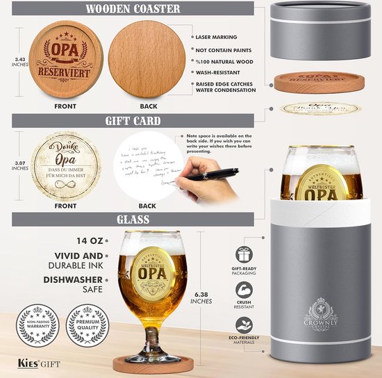 Bierglas mit Gravur für den besten Papa - Motiv Wappen Bierglas mit Gravur für den besten Papa - Motiv Wappen