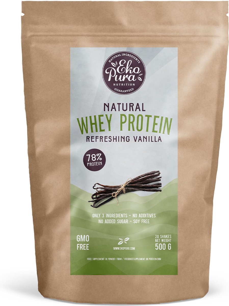 Goedkoopste Ekopura Natural Whey Protein Vanilla (Natuurlijke wei eiwitten) - 500 gram