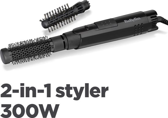 BaByliss Smooth Shape Airstyler Föhnborstel AS86E - Geschikt voor korter haar - 2 opzetborstels - Coolshot - Krulborstel