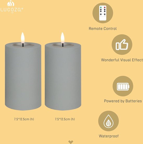 Lot De 4 Bougies Piliers LED En Cire Véritable Avec Minuterie Et Télécommande - Flamme Vacillante Blanc Chaud 7x9 Cm - Bougies Électriques Réalistes