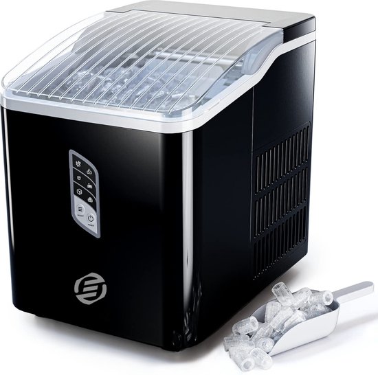 Chefman | Iceman Dual-Size IJsblokjesmachine - Draagbare ijsmachine, grote en kleine ijsmachine met zelfreiniging, 9 blokjes in 7 minuten, 10 kg/24 uur, inclusief ijsschep