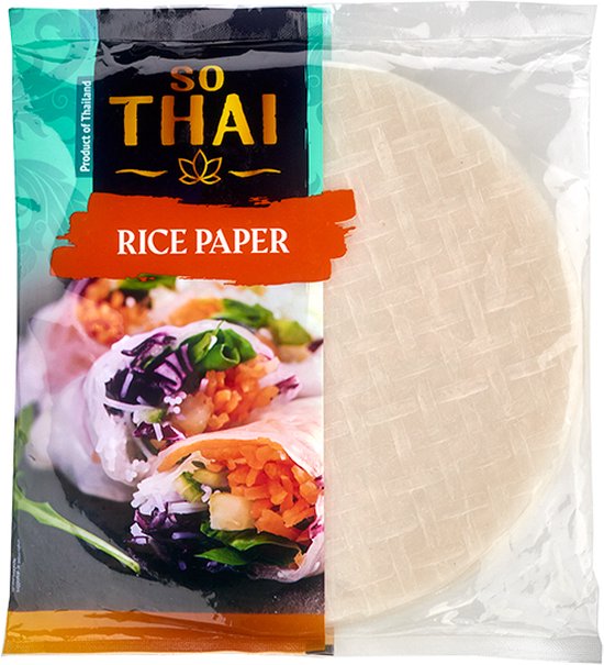So Thai® | 20 vellen rice paper | rijst vellen voor loempia's | 200 gram | Glutenvrij | rijstpapier
