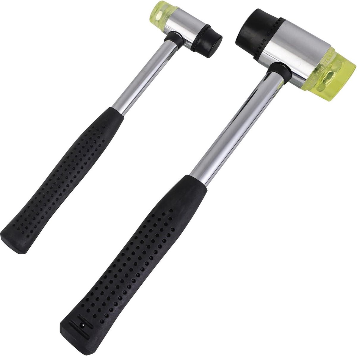 Rubberen Hamer Beschermhamer dubbele kop 22 mm + 35 mm Stalen buissteel met antislip handgreep Voor hout kunststof leer en kunsthandwerk Set van 2