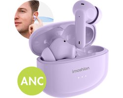 foto van iMoshion Aura Pro Earbuds - Draadloze Oordopjes met Active Noise Cancelling (ANC) - Wireless Bluetooth Earphones - Oortjes - Lavender Lilac