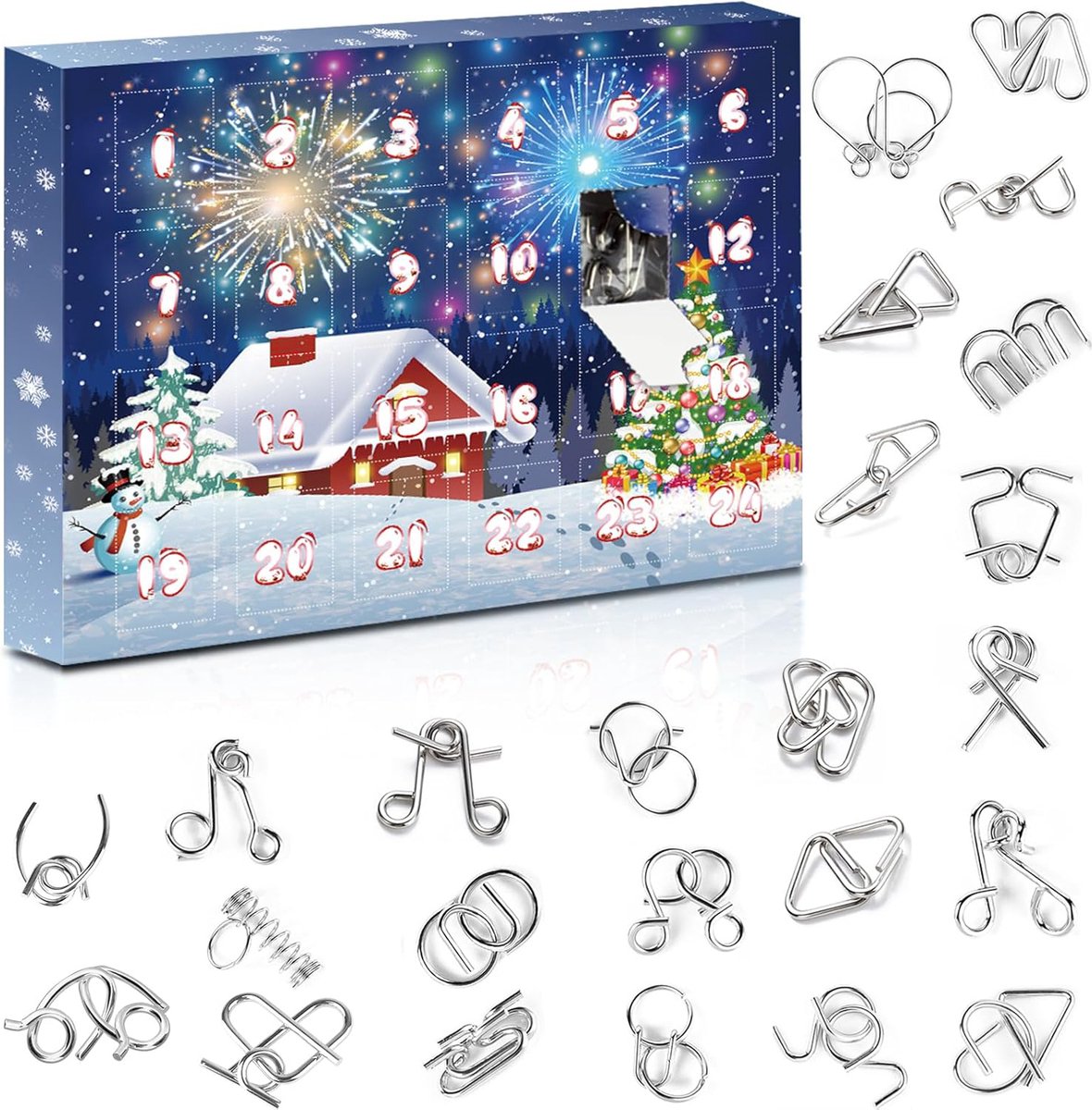 Metalen Puzzel Adventskalender 2024 – Puzzelspellen voor Kinderen en Volwassenen – 24 Dagen Kerstverrassingen