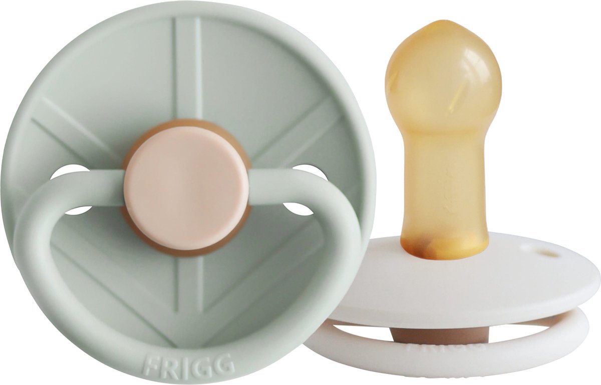 Goedkoopste FRIGG Little Viking Fopspeen - Rond - 2 Stuks - 6-18 Mnd - Sage/Cream