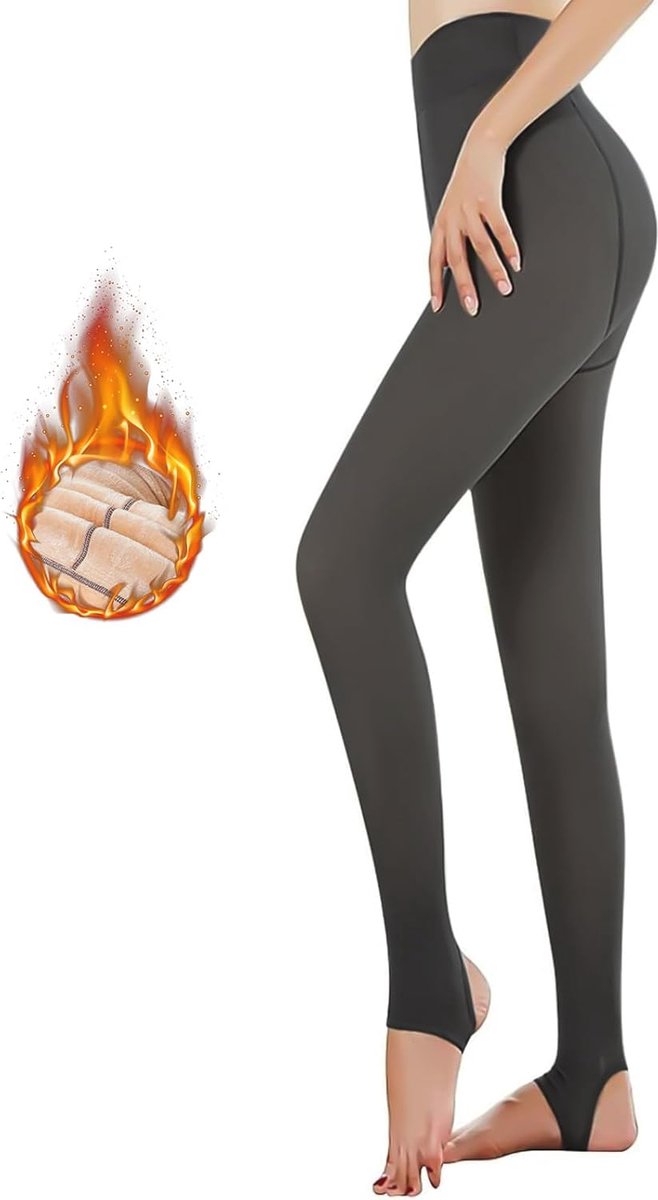 Dames Thermische Panty - Warme Fleece Gevoerde Leggings voor de Winter (Zwart)