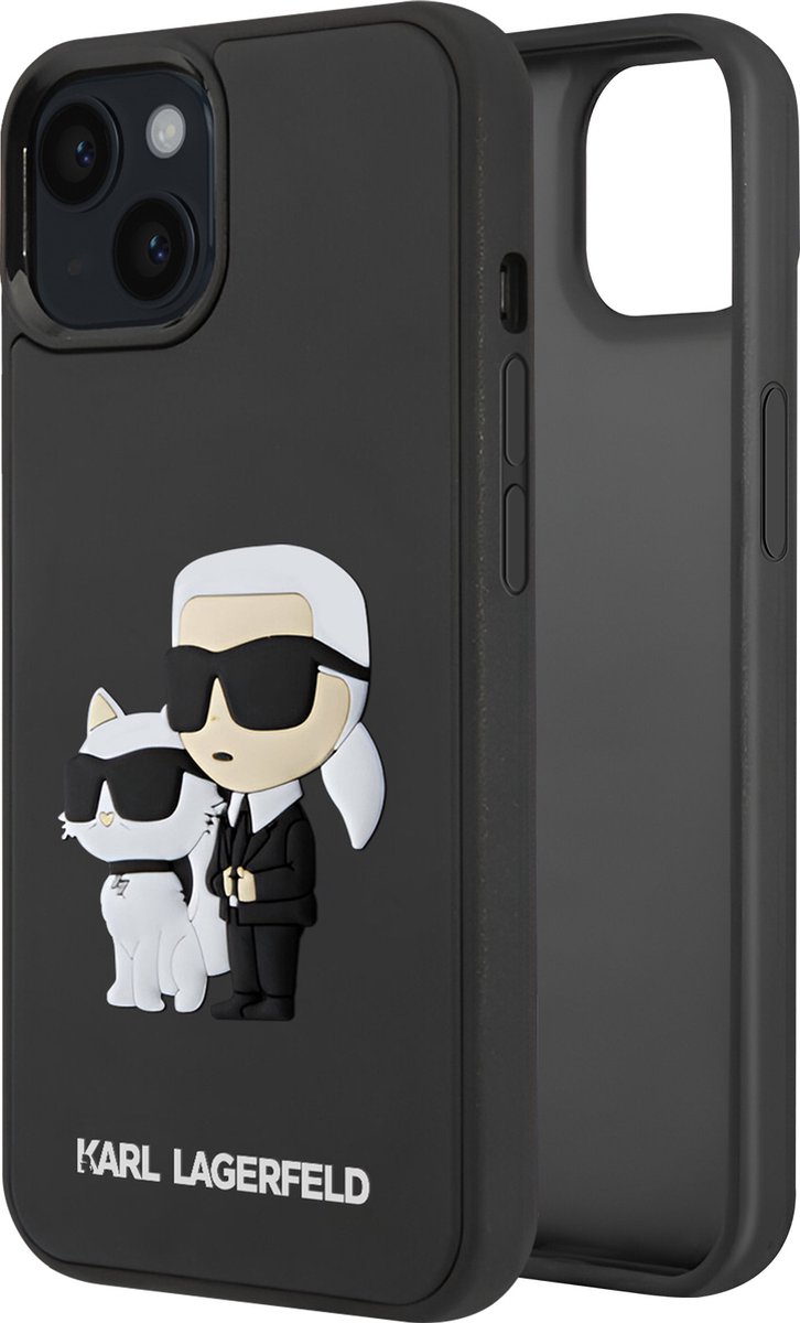 Karl Lagerfeld 3D Rubber Karl & Choupette Back Case - Apple iPhone 15 Plus (6.7") - Zwart