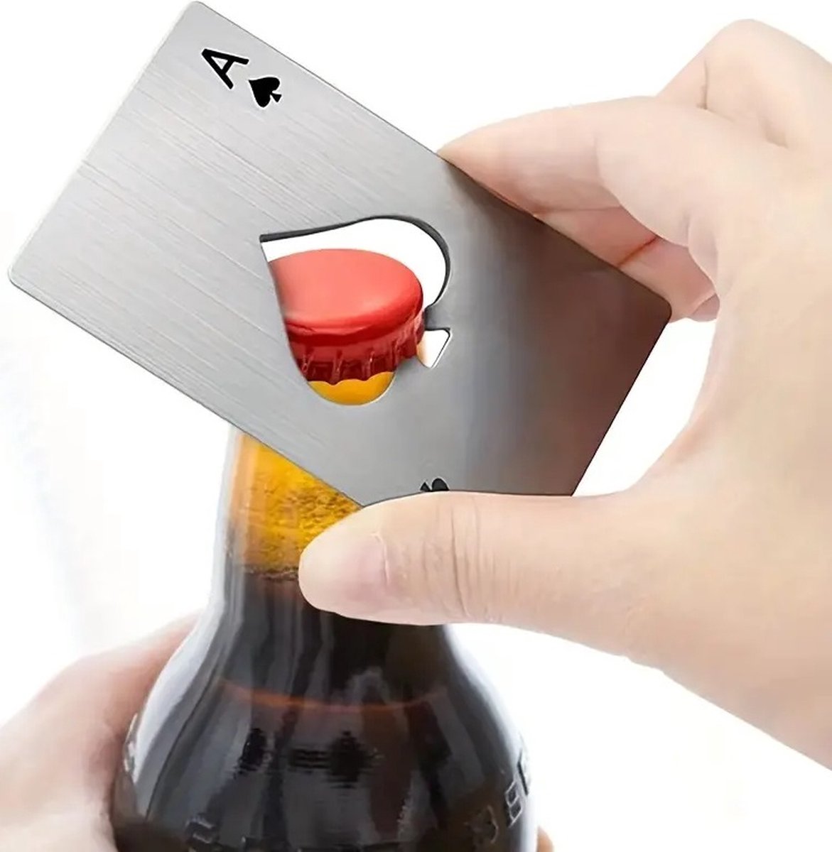 Flesopener Schoppen Aas I Bieropener I Bier Opener I Magnetisch I Flesopener Spelkaart I Bar accessoires I RVS I Zilver