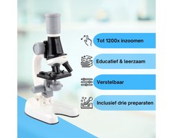 KoningBen® Kinder Microscoop - microscoop voor kinderen - microscoop set - Educatief, Verstelbaar, Vergrotingen tot 1200x - LED Verlichting - Cadeau - Educatief Speelgoed - Jongens & Meisjes - kerstcadeaus kinderen
