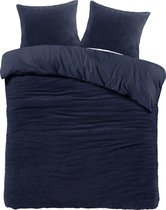 Teddy fleece dekbedovertrek onderkant microvezel - navy - lits-jumeaux - 240x220 + 2 st 60x70cm